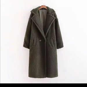 New-Olive Army Green Khaki Teddy Coat